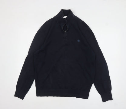 Mens UK Size M Timberland Blue 1/4 Zip Jumper