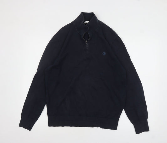 Mens UK Size M Timberland Blue 1/4 Zip Jumper