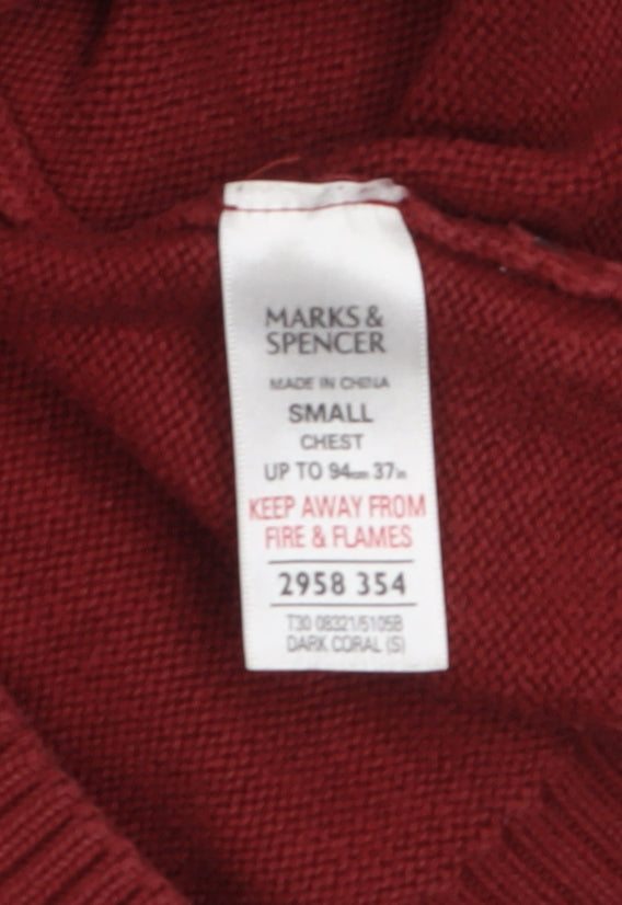 Mens UK Size S Marks and Spencer Red Pullover Jumper