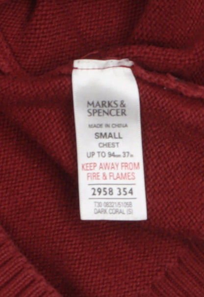 Mens UK Size S Marks and Spencer Red Pullover Jumper