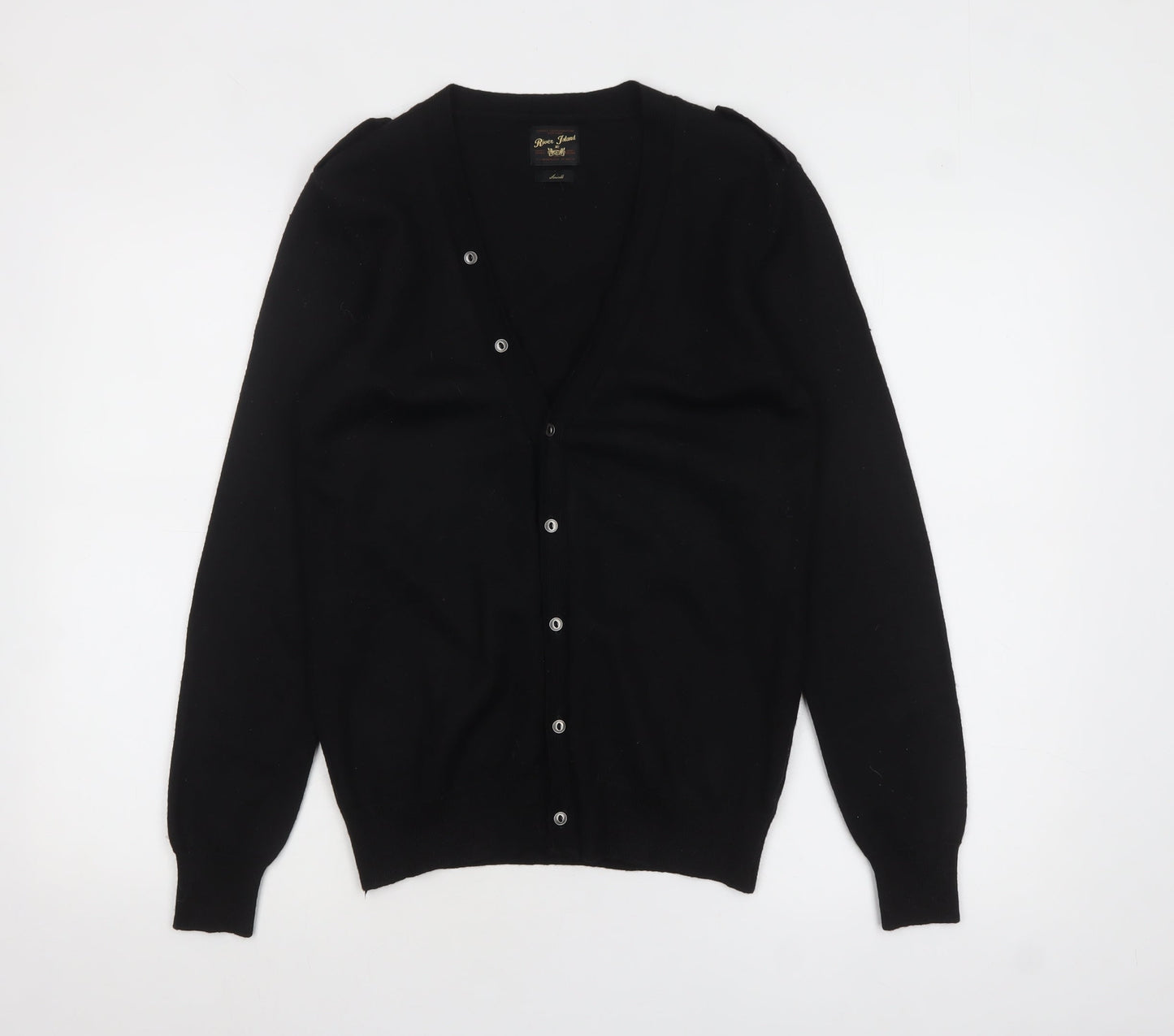 Mens UK Size S River Island Black Cardigan Jumper