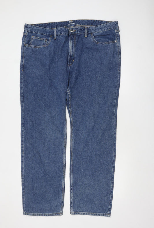 Mens UK Size L Marks and Spencer Regular Fit Straight Blue Jeans