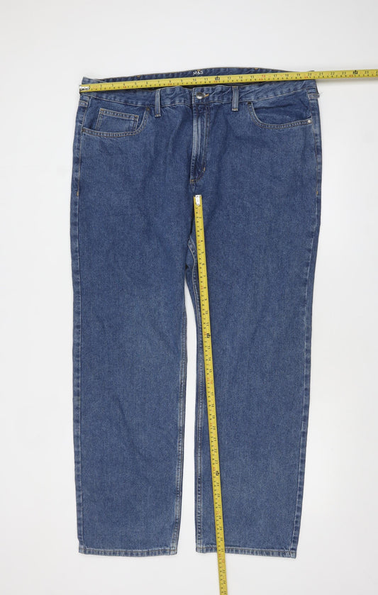 Mens UK Size L Marks and Spencer Regular Fit Straight Blue Jeans