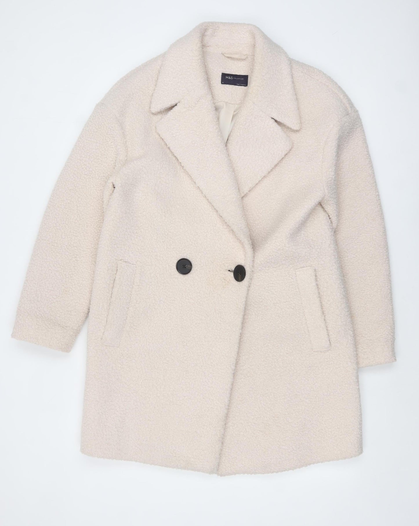 Womens UK Size 10 Marks and Spencer Beige Overcoat