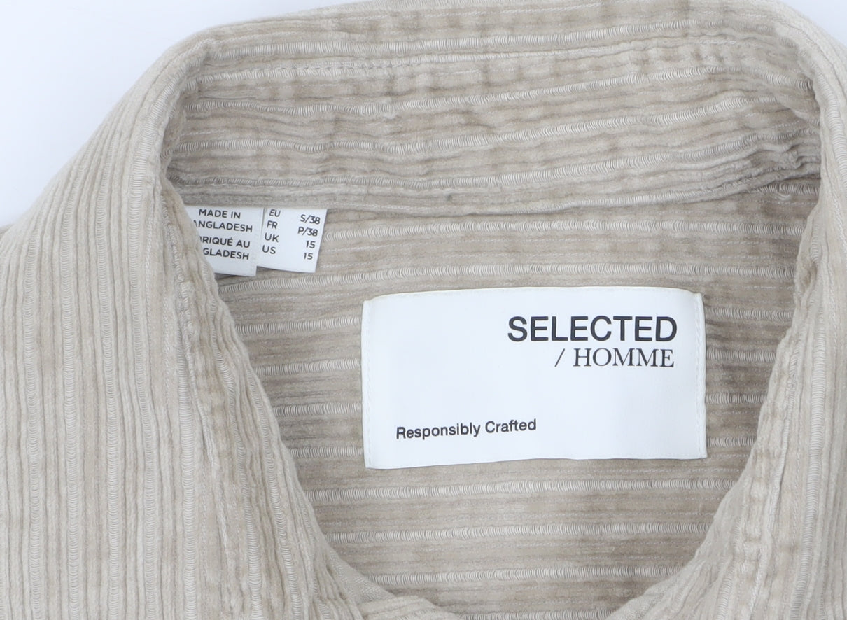 Mens UK Size S Selected Homme Beige Basic Jacket