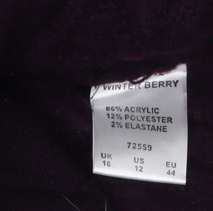 Womens UK Size 16 Cotton Traders Purple Full Zip Jumper