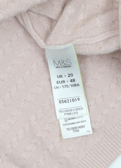 Marks and Spencer Women Pink Size 20 Crew Neck Acrylic Jumper