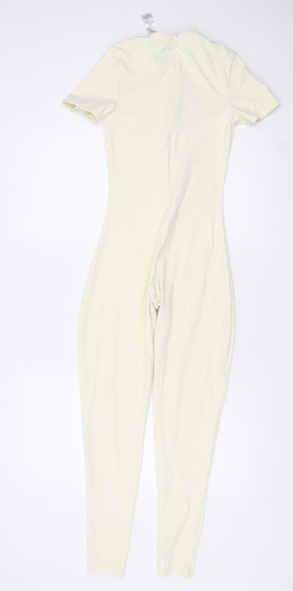 Womens UK Size 8 PRETTYLITTLETHING One-Piece Ivory Catsuit