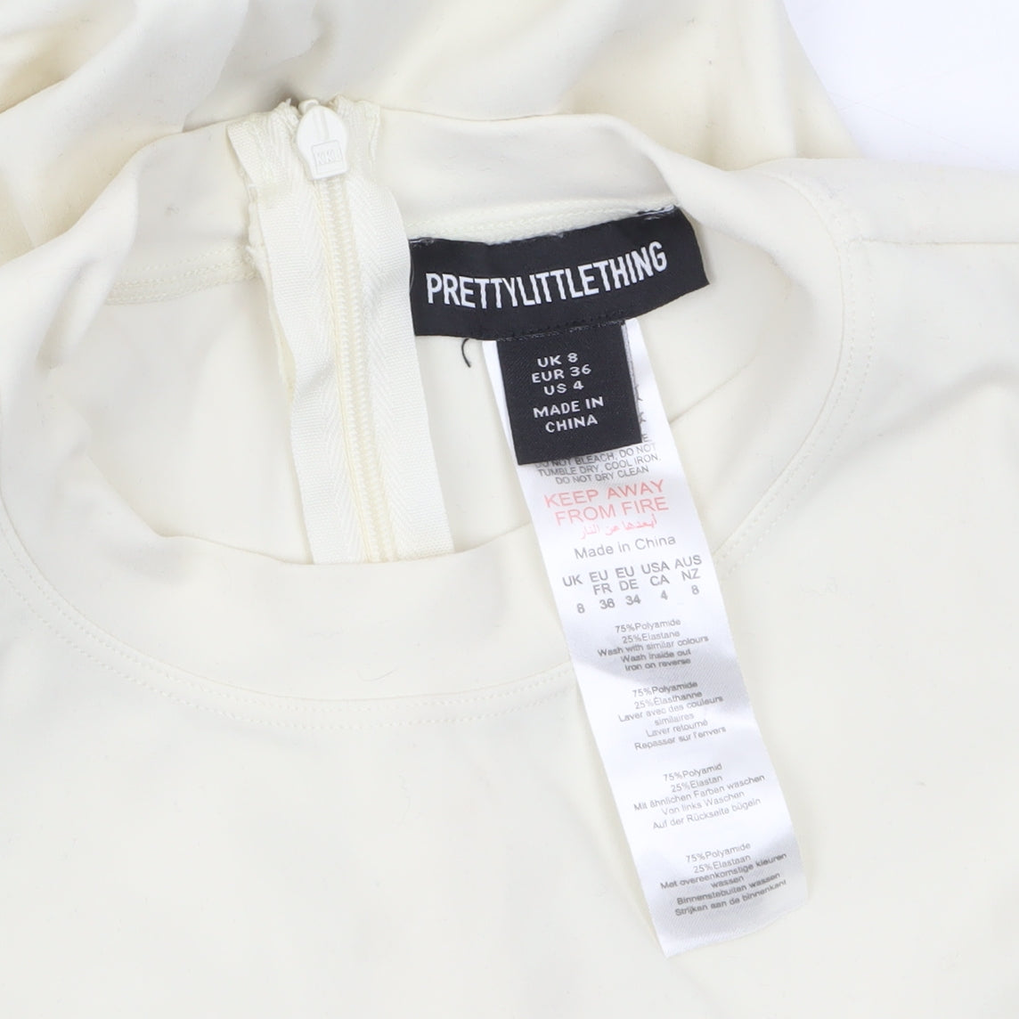 Womens UK Size 8 PRETTYLITTLETHING One-Piece Ivory Catsuit
