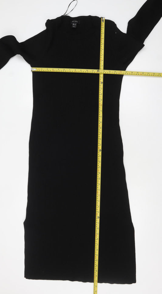New Look Women’s Black Knit Bodycon Midi Dress Size 18