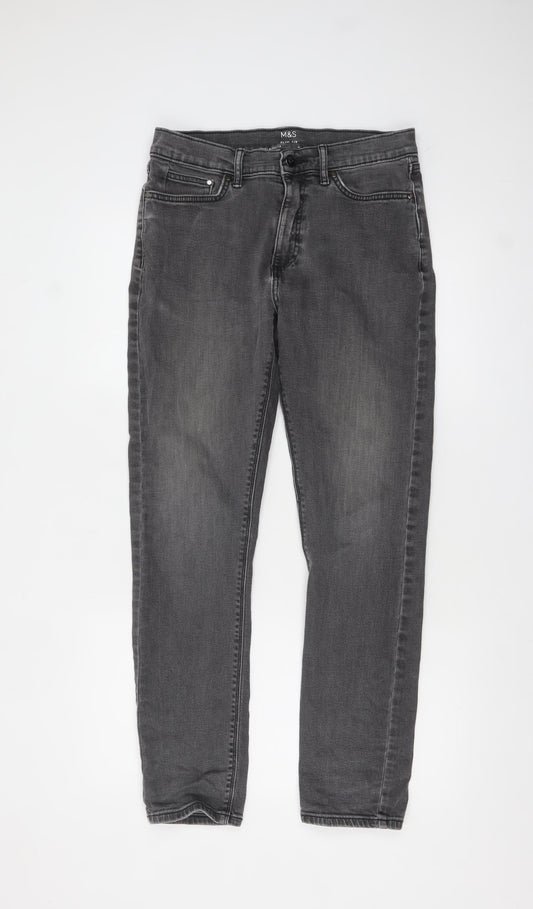 Marks and Spencer Men's Grey Slim Fit Jeans 30/31 Regular Denim