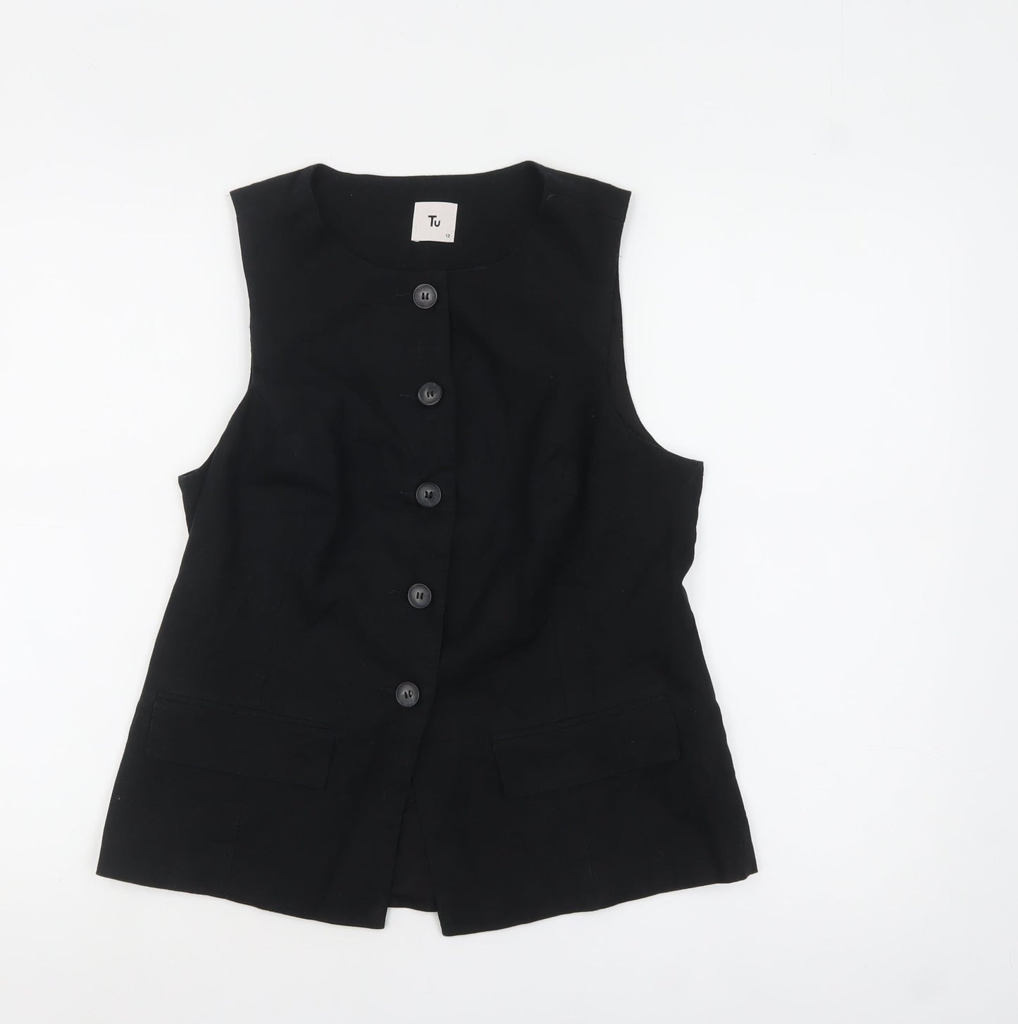 Womens UK Size 12 TU Regular Black Suit Waistcoat