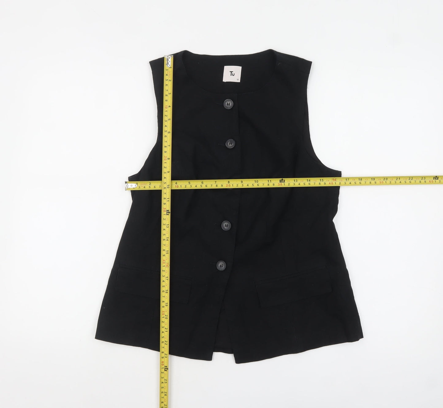Womens UK Size 12 TU Regular Black Suit Waistcoat