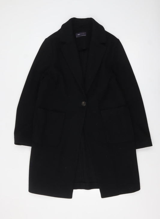 Womens UK Size 10 Marks and Spencer Black Overcoat