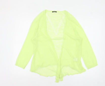 Roman Womens Yellow Open Knit Long Sleeve Cardigan Size 14