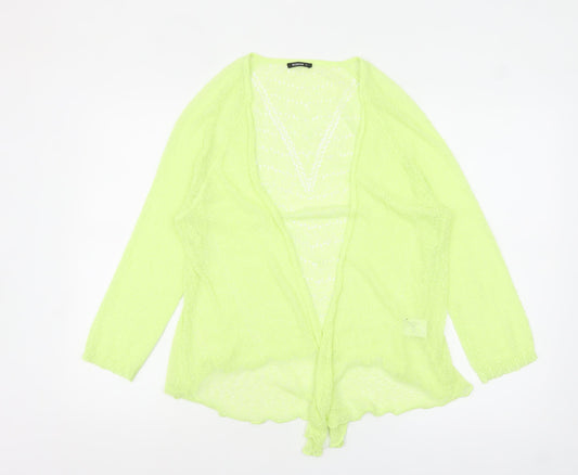 Roman Womens Yellow Open Knit Long Sleeve Cardigan Size 14
