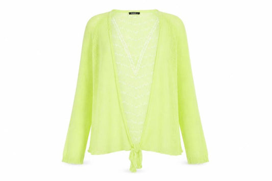 Roman Womens Yellow Open Knit Long Sleeve Cardigan Size 14