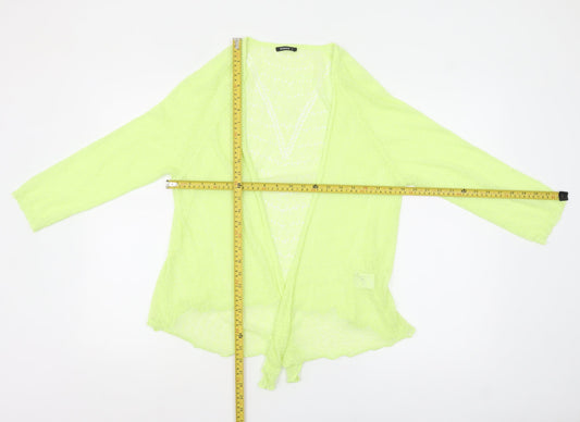 Roman Womens Yellow Open Knit Long Sleeve Cardigan Size 14