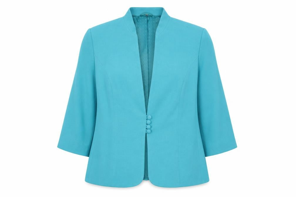 Isle Women Blue Regular 3/4 Sleeve Shawl Collar Blazer Size 22