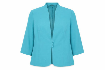 Isle Women Blue Regular 3/4 Sleeve Shawl Collar Blazer Size 22