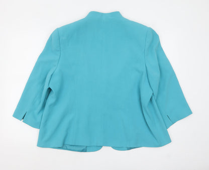 Isle Women Blue Regular 3/4 Sleeve Shawl Collar Blazer Size 22