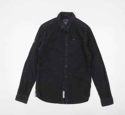 Superdry Men’s Black Flannel Button-Up Long Sleeve Casual Shirt Medium