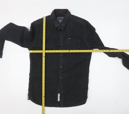 Superdry Men’s Black Flannel Button-Up Long Sleeve Casual Shirt Medium