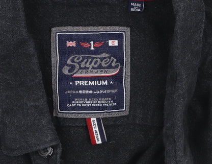 Superdry Men’s Black Flannel Button-Up Long Sleeve Casual Shirt Medium