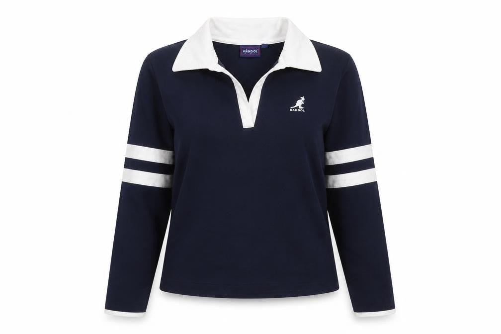 Kangol Women's Blue Collared Long Sleeve Polo Shirt Size 10