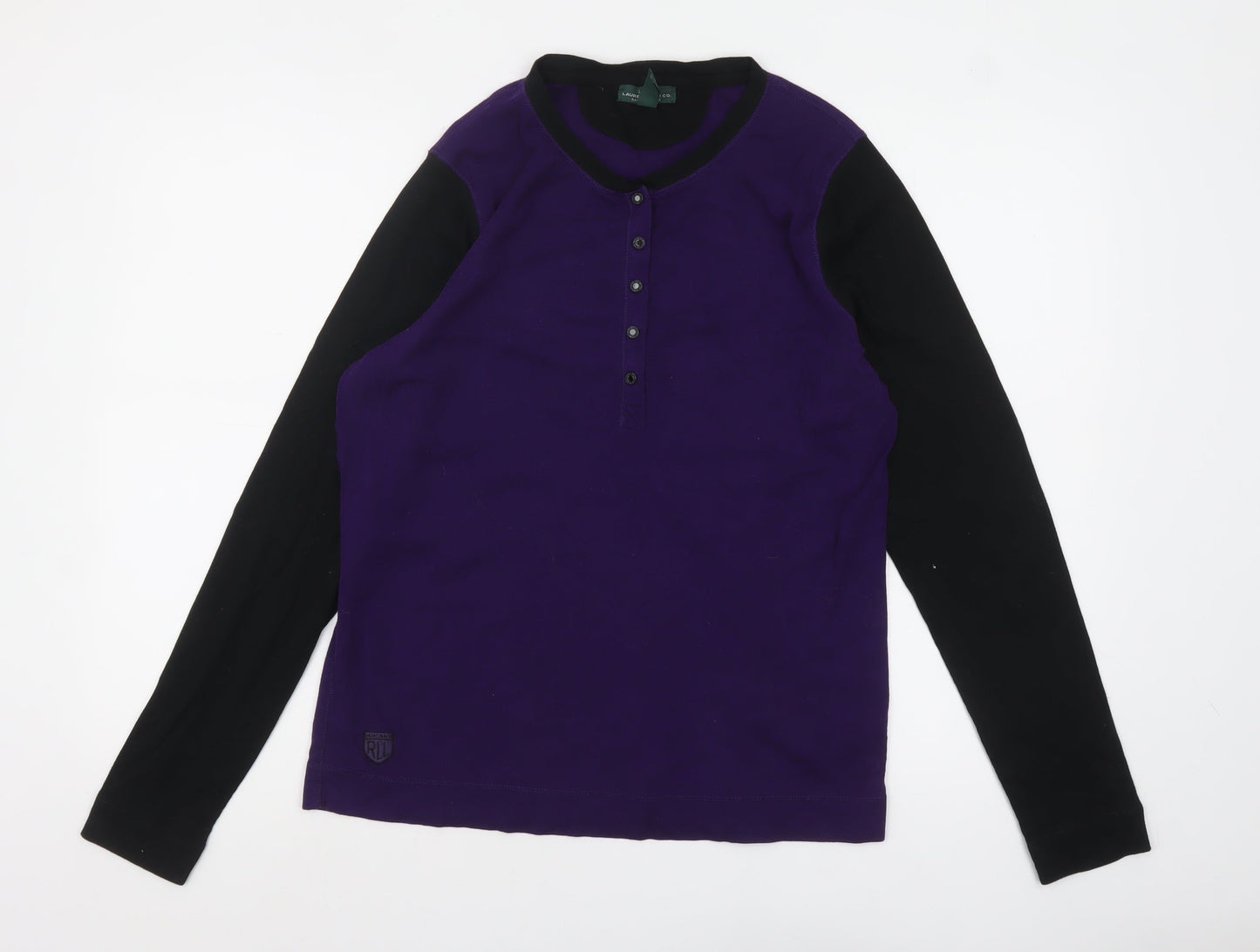 Womens UK Size XL Ralph Lauren Purple Jersey Button-Up