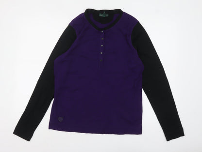 Womens UK Size XL Ralph Lauren Purple Jersey Button-Up