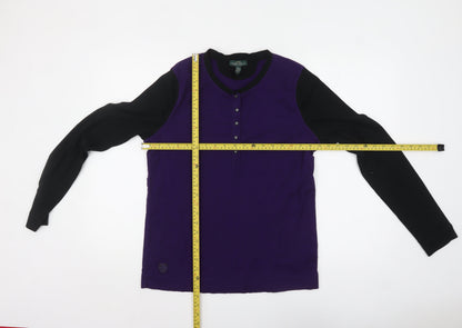 Womens UK Size XL Ralph Lauren Purple Jersey Button-Up