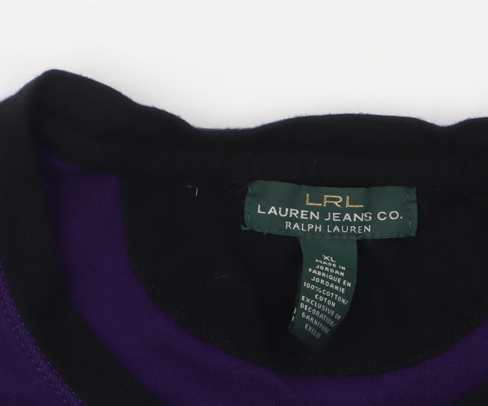 Womens UK Size XL Ralph Lauren Purple Jersey Button-Up