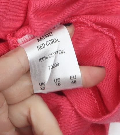 Womens UK Size 20 Cotton Traders Pink Basic T-Shirt
