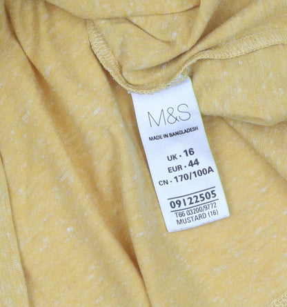 Womens UK Size 16 Marks and Spencer Yellow Basic T-Shirt