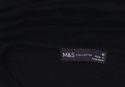Marks and Spencer Women Black Size 10 Short Sleeve Jersey T-Shirt Dress