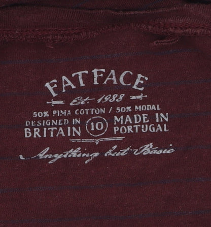 Womens UK Size 10 FatFace Red Basic T-Shirt