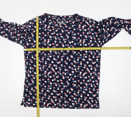 Nutmeg Women Blue Polka Dot 3/4 Sleeve Basic T-Shirt Size 16