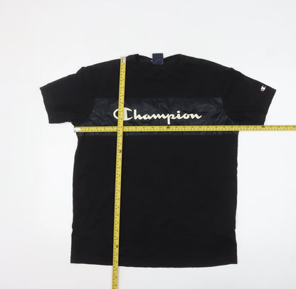 Champion Men's Black Medium Graphic Logo Crew Neck T-Shirt