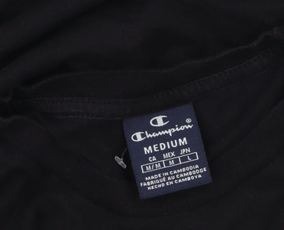 Champion Men's Black Medium Graphic Logo Crew Neck T-Shirt