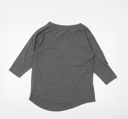 F&F Women’s Grey Rhinestone Star 3/4 Sleeve T-Shirt Size 12
