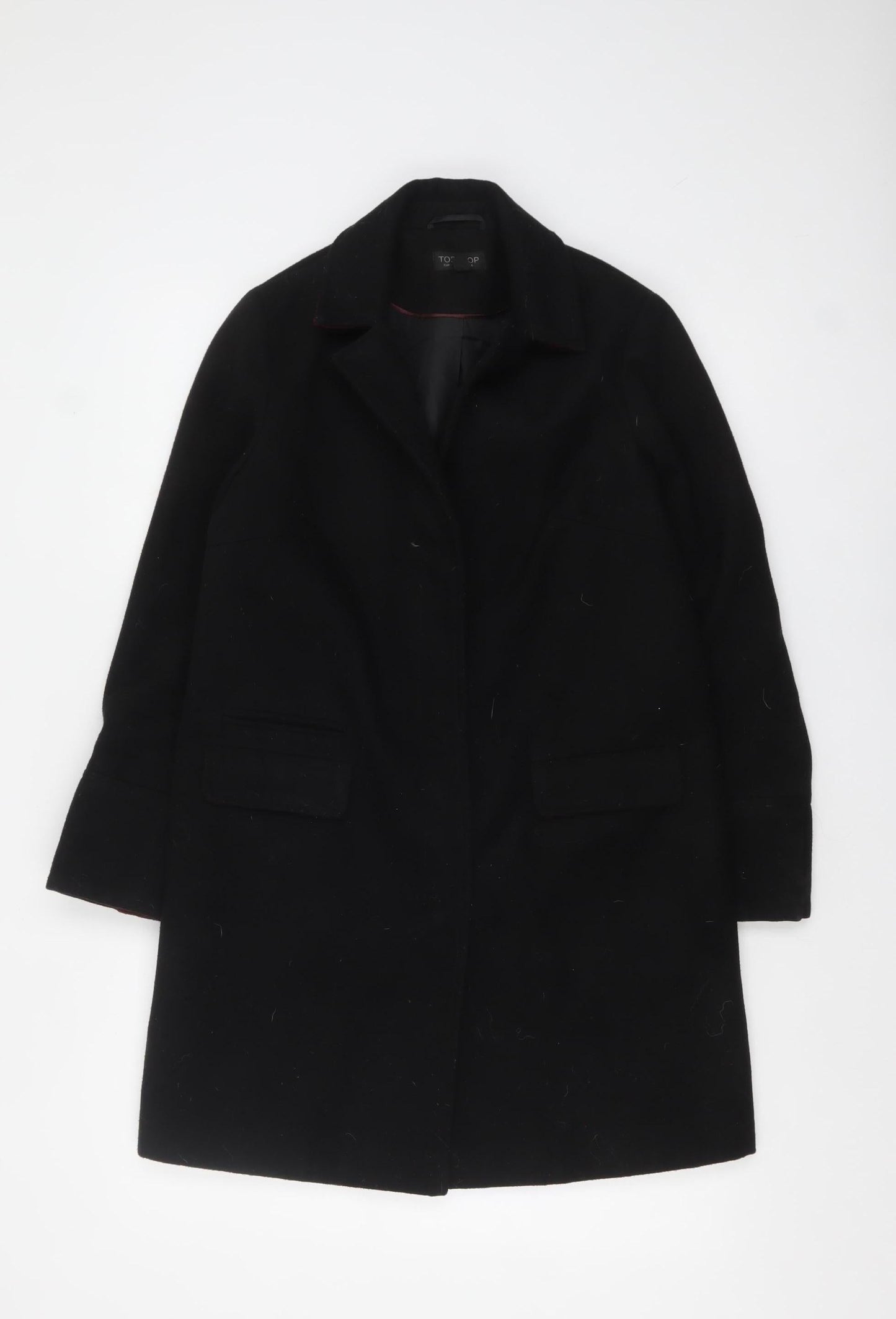 Womens UK Size 6 Topshop Black Overcoat