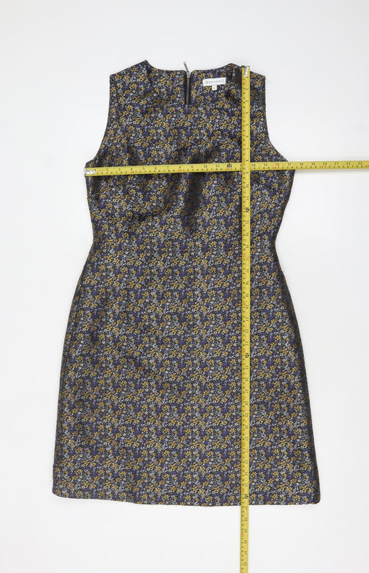 Warehouse Women’s Multicoloured Floral Jacquard Shift Dress Size 12