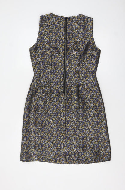 Warehouse Women’s Multicoloured Floral Jacquard Shift Dress Size 12
