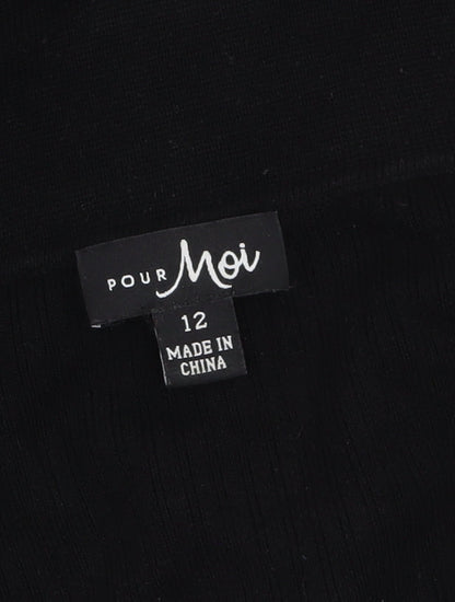 Pour Moi Women’s Black Collared Bodycon Knit Dress Size 12