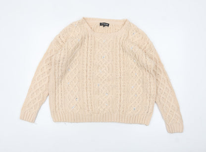 Womens UK Size 14 Debenhams Beige Pullover Jumper