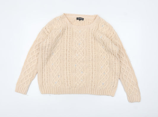 Womens UK Size 14 Debenhams Beige Pullover Jumper