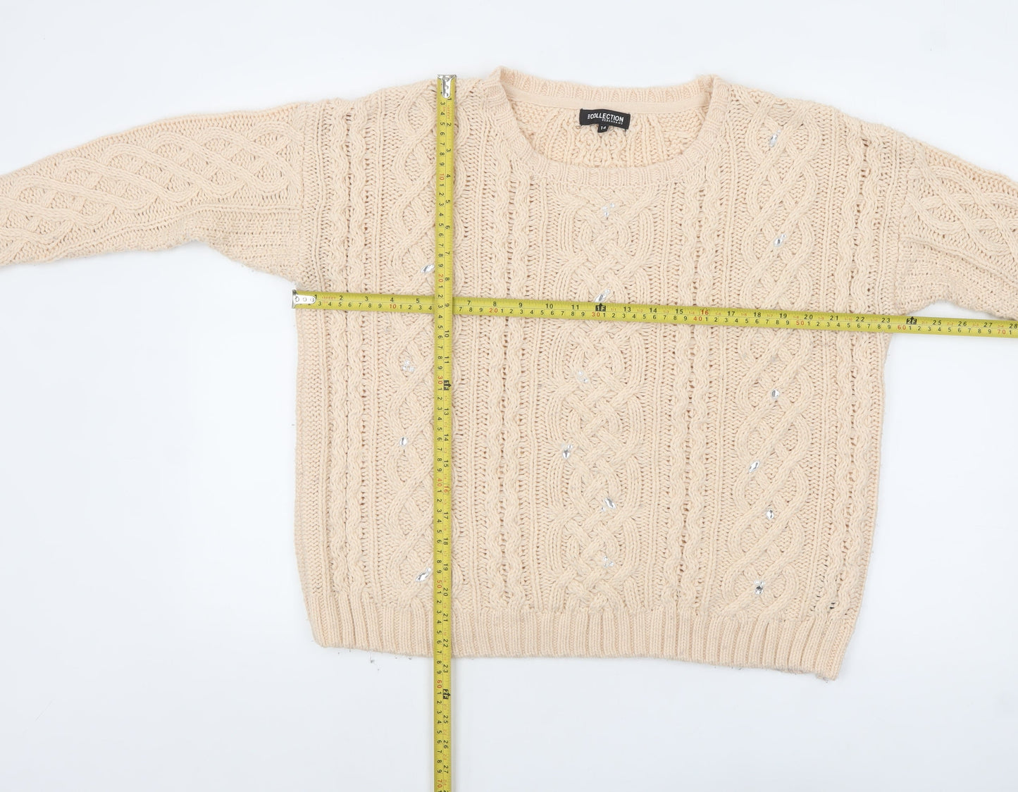 Womens UK Size 14 Debenhams Beige Pullover Jumper
