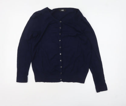 Wallis Women's Blue Long Sleeve Crew Neck Cardigan Size 12