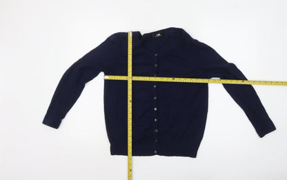 Wallis Women's Blue Long Sleeve Crew Neck Cardigan Size 12